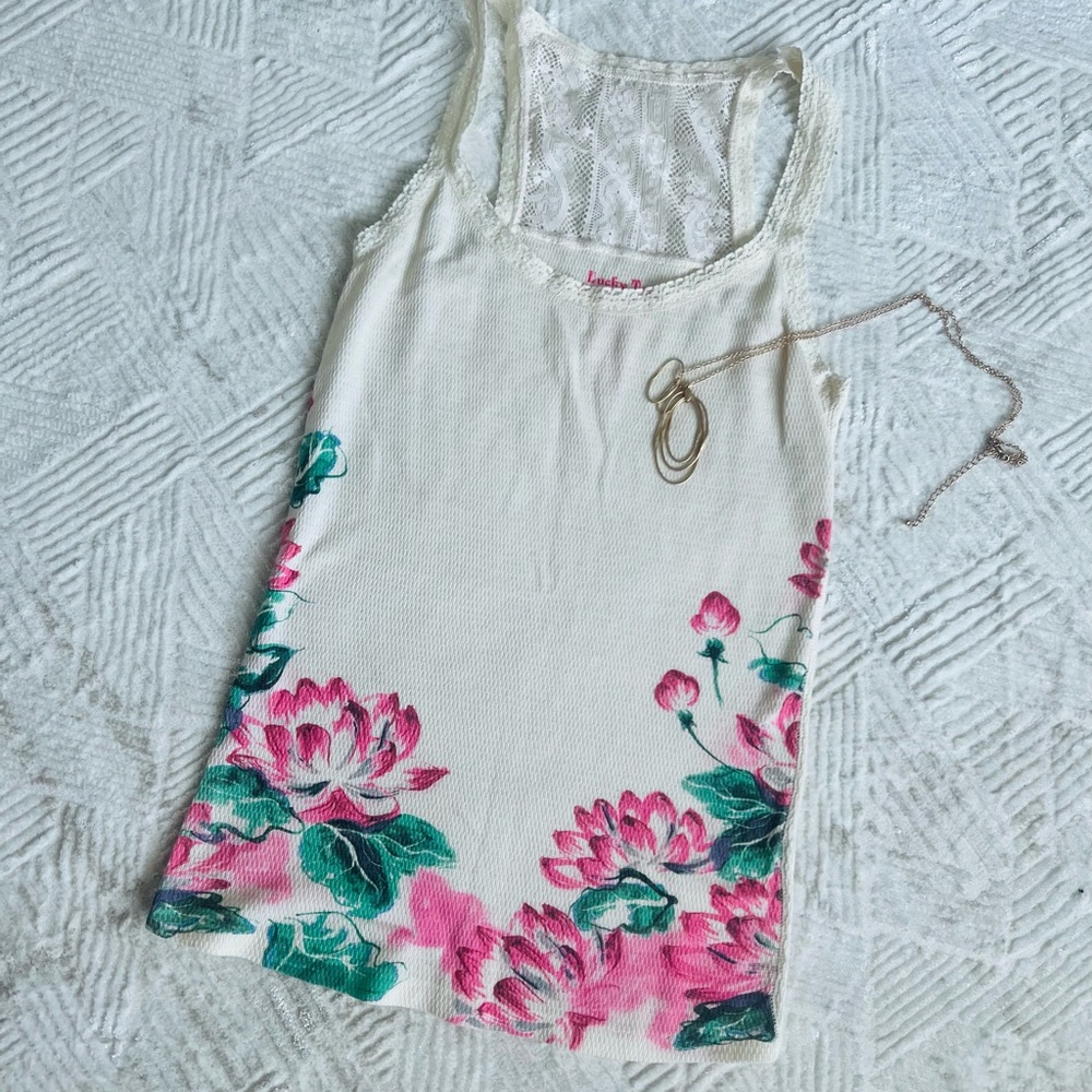 Lucky Brand Cream Floral Tank Top - Picture 2 of 5